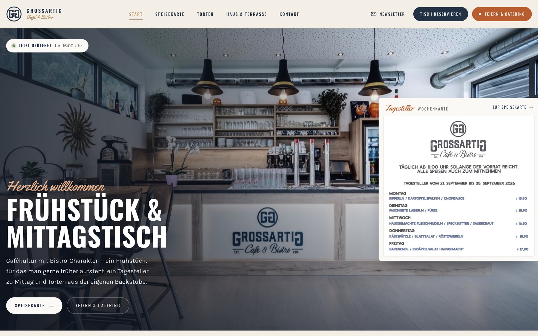 Website-Vorschau Café & Bistro Grossartig, Döbriach am Millstätter See